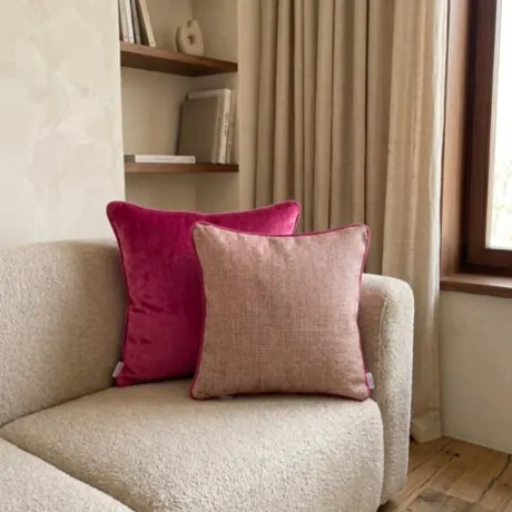 Fuchsia & Keten Dokuma Kırlent Kılıfı 2'li Set